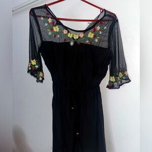 black beach / spring embroidered dress